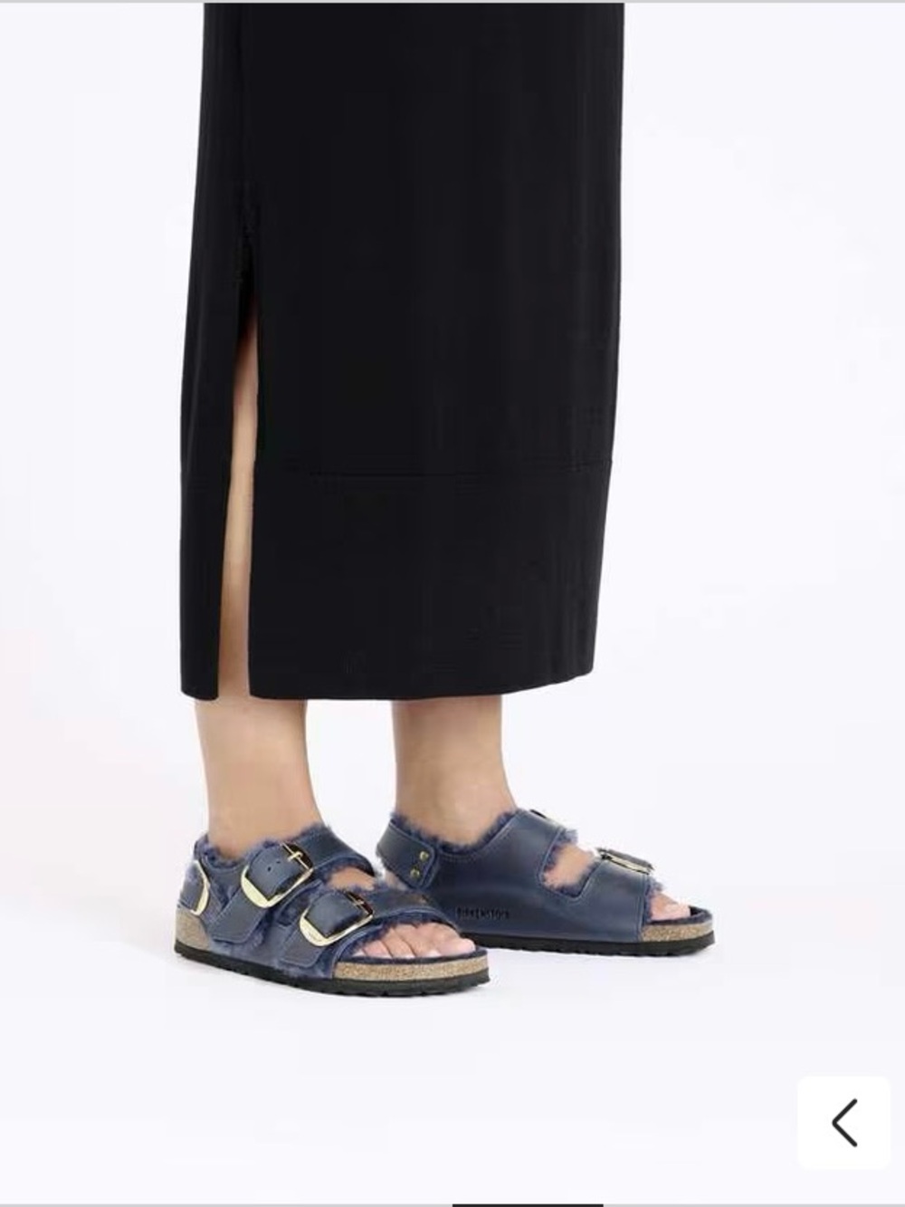 Birkenstock Milano Big Buckle Shearling Oiled Leather Midnight Blue SZ 8 NIB - Picture 6 of 9